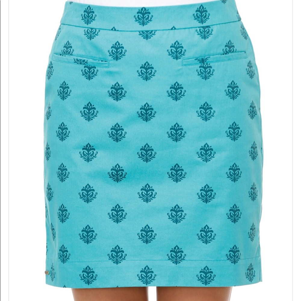 Turquoise Harley cotton pencil skirt.